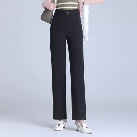 黑色垂感直筒西装裤女士通勤高腰显瘦长裤2023新款休闲裤阔腿裤子商品大图