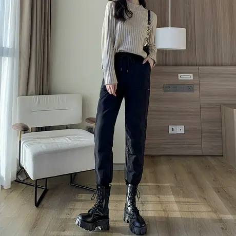 羽绒裤女外穿时尚冬季棉裤2024年新款高腰宽松显瘦加厚束脚棉裤子商品大图
