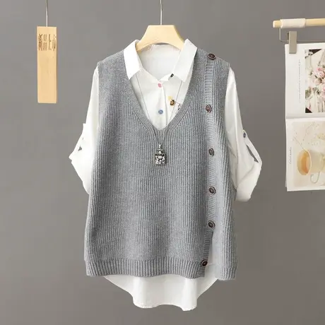 春秋季针织马甲背心女坎肩复古套头毛衣马夹外搭叠穿无袖上衣秋冬图片