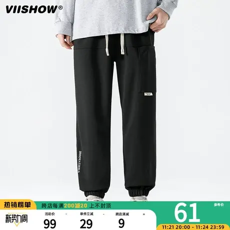 VIISHOW休闲裤男国潮高街宽松束脚春季潮流百搭复古运动裤子男商品大图