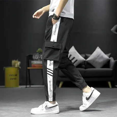 加绒加厚工装裤男潮牌宽松2023秋冬长裤子韩版潮流百搭束脚休闲裤商品大图