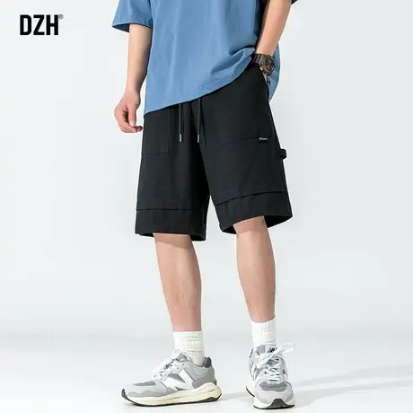 男士黑色休闲裤工装短裤男潮牌宽松五分裤2024年新款裤子夏季薄款商品大图