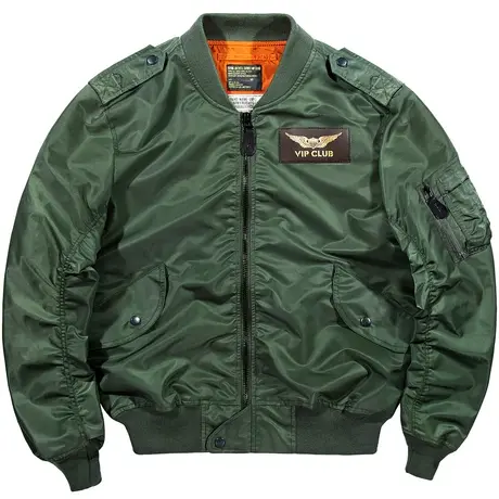 VIP新款ma1飞行员夹克男纯色宽松徽章棒球服春秋大码工装外套潮牌商品大图