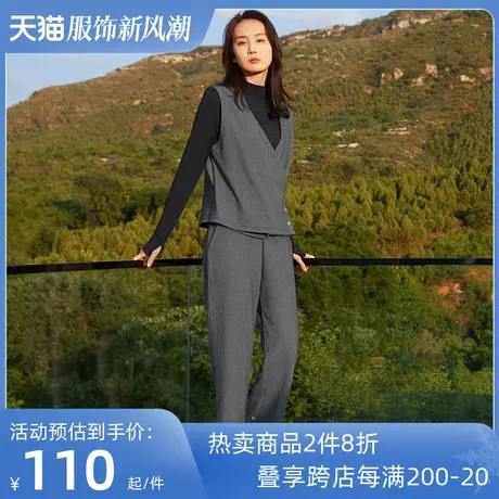铜牛Bless弹力小格纹布两穿女居家下装2022秋新款睡裤家居裤VK205商品大图