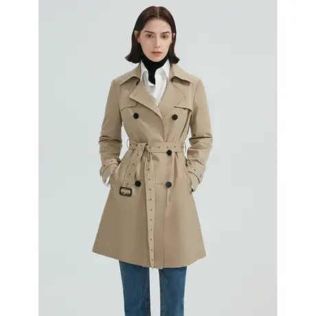 朗姿中长款修身显瘦气质高级感女2023春季奥莱风衣设计感流行外套图片