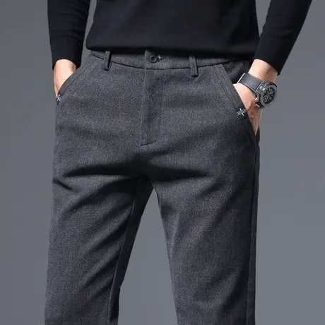 秋季秋冬款商务冬季加绒休闲裤子男裤男士直筒宽松西裤西装春秋款商品大图