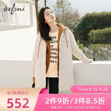 伊芙丽棉衣女春季新款衬衫式百搭菱形格百搭冬装外套女1D1980011🧔图片