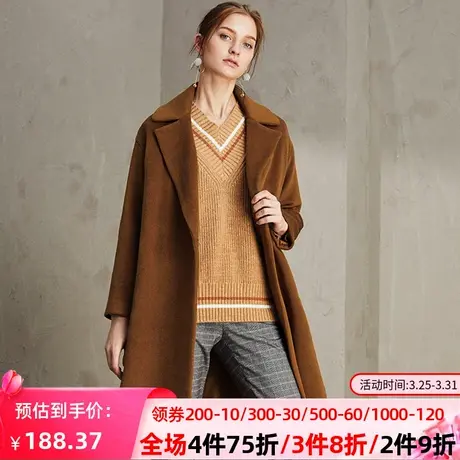 秋水伊人中长款双面毛呢羊毛羊绒宽松外套大衣女I1186图片