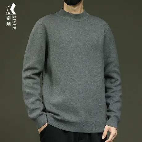 希越纳米绒半高领男士保暖打底毛衣宽松大码12针长袖内搭线衣潮流商品大图