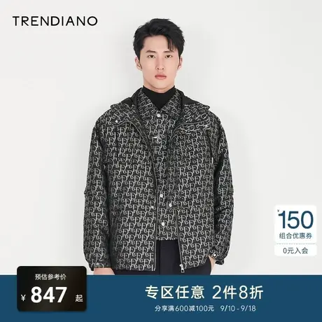 TRENDIANO官方男装秋季新款时尚潮流字母印花夹克外套潮牌男商品大图