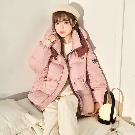 唐狮羽绒服新款女短款冬季连帽面包服小个子冬装外套加厚保暖1.15商品大图