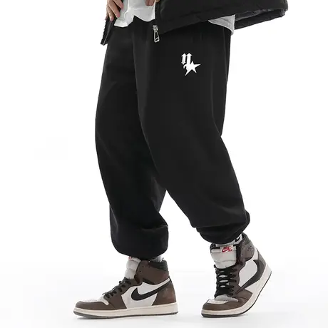 Nuthink宽松潮流字母束脚美式卫裤男潮牌冬季大码男款加绒长裤潮商品大图