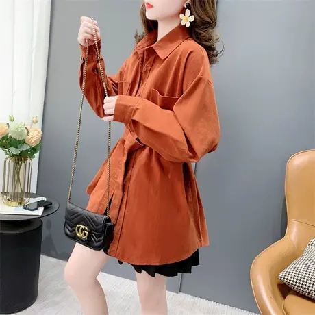 设计感系带长袖衬衫外套女春季2024年新款宽松复古港味百搭上衣潮图片