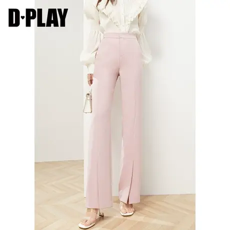 DPLAY年夏新款OL通勤气质高腰小开衩垂感高腰开衩直筒西裤商品大图