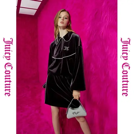 Juicy Couture橘滋初秋冬新款紫夜星点刺绣银丝绳嵌条卫衣商品大图