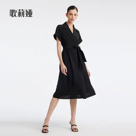 歌莉娅黑色连衣裙式风衣女装夏季设计感三醋酸长款外套1B4L6L100商品大图