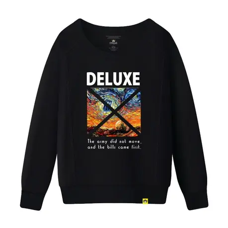 Ohlyah品牌韩版女装卫衣休闲个性印花宽松上衣黑色学生圆领工作服商品大图