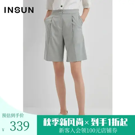 恩裳商场同款夏季简约通勤百搭垂坠直筒休闲裤短裤女图片