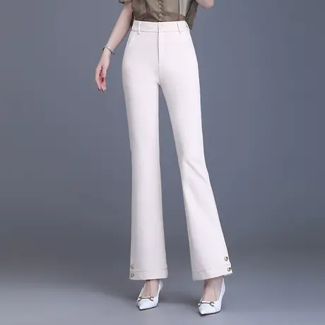 白色微喇裤女春季2023新款裤子高腰气质通勤长裤休闲修身西装裤子商品大图