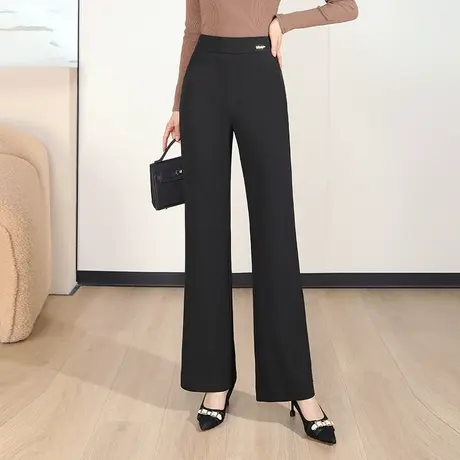 高腰微喇裤时尚气质长裤韩版显瘦休闲裤女秋季2023新款黑色喇叭裤商品大图