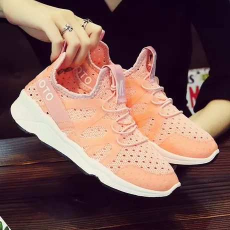 夏季运动鞋女鞋休闲跑步鞋厚底透气网鞋韩版平底网面学生百搭单鞋商品大图