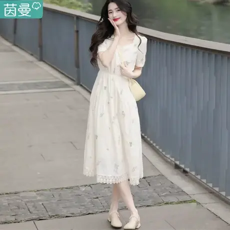 茵曼旗舰店官方官网裙子夏季2023新款连衣裙仙女超仙高端精致纯棉图片