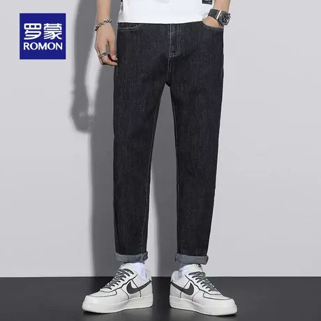 罗蒙男士时尚休闲锥形牛仔裤2023秋季新款弹力易打理宽松百搭长裤图片