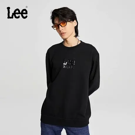 LeeXLINE23秋冬新品舒适版小logo印花男抓绒卫衣潮LMT00711010089图片