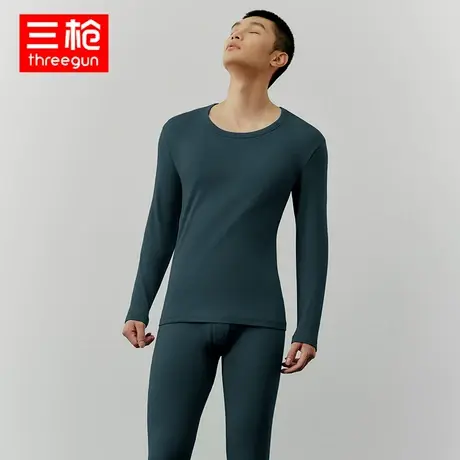 三枪内衣纯棉男秋衣秋裤秋冬圆领舒肤棉中厚保暖内衣套装棉毛衫裤图片