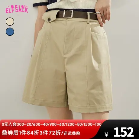 妖精的口袋高腰工装短裤女2023春夏季新款宽松休闲牛仔短裤小个子图片