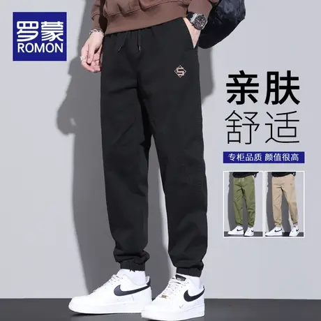 罗蒙工装裤子男士秋冬季2023新款纯棉长裤潮牌宽松束脚裤男休闲裤商品大图