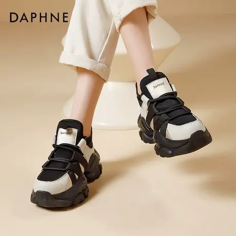 达芙妮厚底高帮鞋老爹鞋女款2025新款春季鞋子女鞋黑色增高运动鞋商品大图