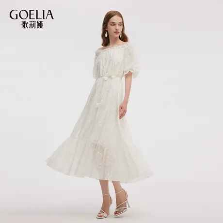 歌莉娅天丝连衣裙女2025新款夏季重要场合穿搭绣花裙子1E7R4K070图片