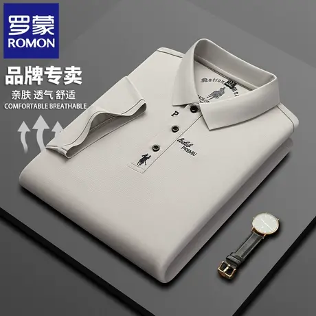 罗蒙夏季薄款男士POLO衫短袖t恤潮流刺绣商务休闲中年翻领半袖N2Z图片