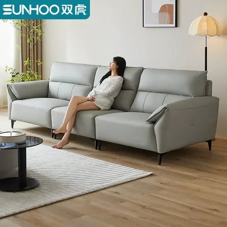 双虎现代简约真皮沙发客厅极简三人位直排头层牛皮小户型906商品大图