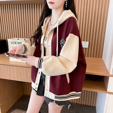 棒球服外套女2025新款春秋季韩版宽松薄款初中生百搭夹克开衫卫衣商品大图