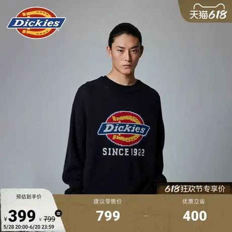 Dickies 秋冬圆领宽松休闲缇花毛衣大LOGO字母 男女情侣同款商品大图