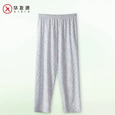 春夏女士纯棉睡裤家居裤中老年加肥加大裤妈妈老人宽松薄款空调裤商品大图