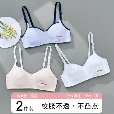 发育期薄款内衣纯棉无钢圈初高中生少女学生显胸小文胸透气防凸点图片
