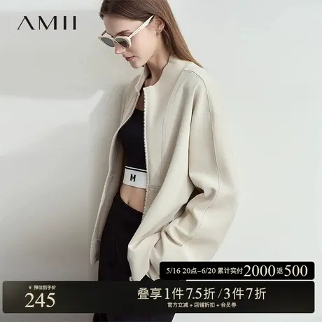 AMII【复古风】2025春秋韩版复古休闲减龄拉链卫衣外套女春秋商品大图