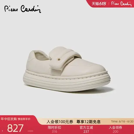 皮尔卡丹女鞋真皮柔软舒适一脚蹬云朵鞋柔软圆头百搭软底深口单鞋商品大图