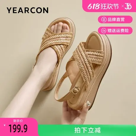 意尔康休闲度假沙滩鞋女2025夏季新款法式外穿女士凉鞋厚底不累脚商品大图