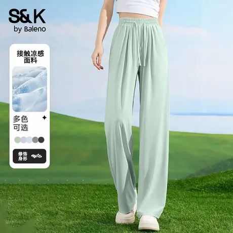 班尼路S&K系列灰绿色防晒冰感直筒裤女UPF50+户外运动休闲长裤女Q商品大图
