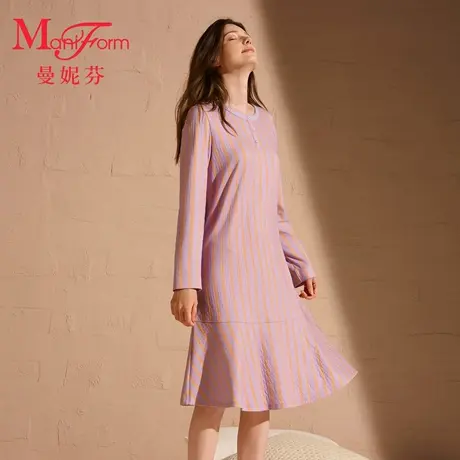 曼妮芬圆领长袖裙装女20320797商品大图