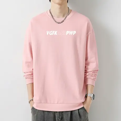 重磅纯棉圆领卫衣男宽松潮流百搭无帽上衣服秋冬季摇粒绒长袖t恤商品大图