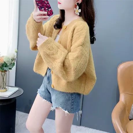 复古麻花加厚圆领毛衣开衫女早春2025新款款百搭小个子针织外套潮图片