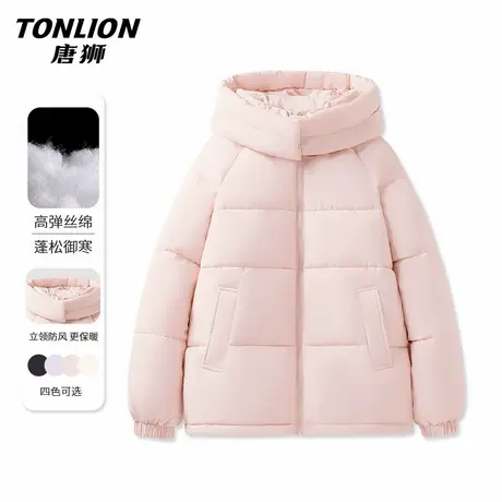 唐狮棉服女2025年新款冬季深秋紫色休闲连帽外套保暖轻薄小棉袄VB商品大图