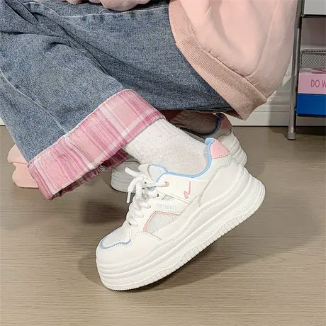 人本厚底小白鞋女2025夏季新款增高鞋子女鞋透气百搭运动休闲鞋女商品大图