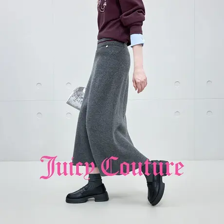 Juicy Couture橘滋半身裙女2025年秋季新款灰色高级罗纹针织长裙商品大图