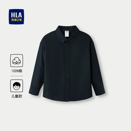 HLA/海澜之家panda wowo熊猫长袖衬衫25秋冬新纯棉刺绣衬衣男女童商品大图